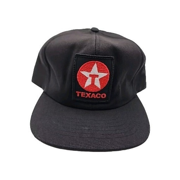 Snap-Back Other - Vintage Texaco Embroidered Patch Black Trucker Hat Cap Insulated USA Snap Back
